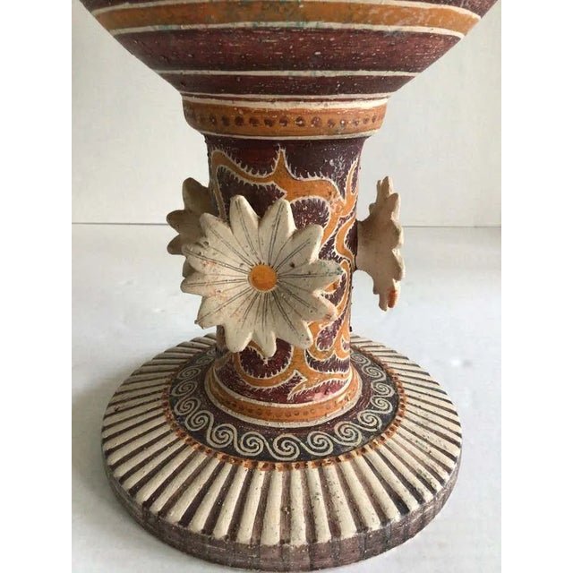 1970s Hand Painted Greek Bowl Adorned With Hand Painted Flowers For Sale In New York - Image 6 of 8
