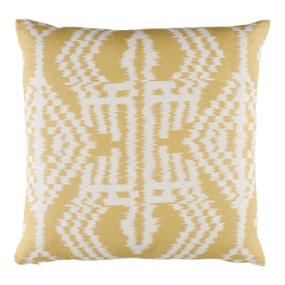 Schumacher Asaka Ikat Pillow In Buttercup For Sale