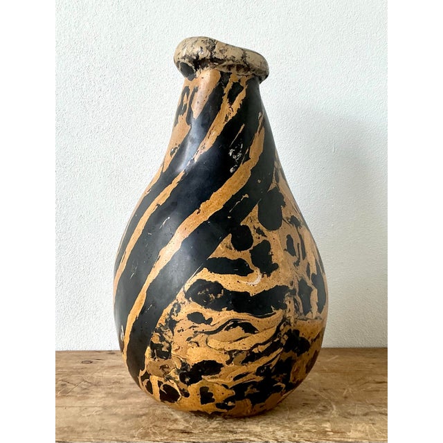 Vintage Boho Artisanal Pigmented Plaster Scagliola Vase For Sale - Image 12 of 12