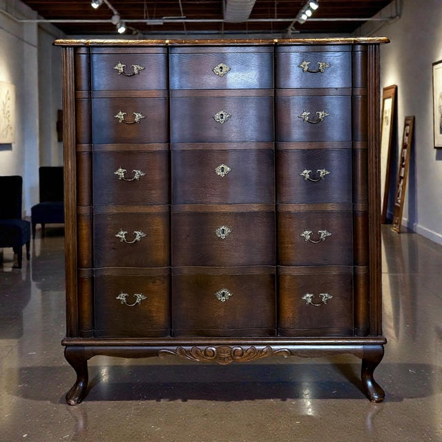 Mid-Century Modern Vintage American Revival Highboy Dresser, 1940s For Sale - Image 3 of 6