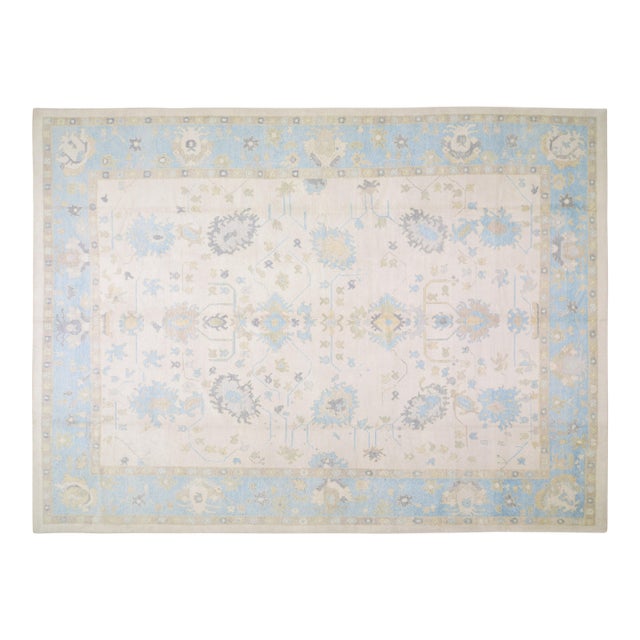 Turkish Oushak Hand Knotted Wool Rug, 13'x18' For Sale