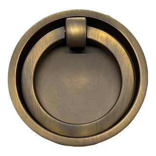 Baker Insert Ring Pull Antique Brass For Sale