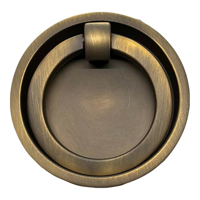 Baker Insert Ring Pull Antique Brass For Sale