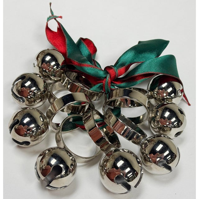 Mid-Century Modern Vintage Chrome Jingle Bell Napkin Rings, Set of 8 For Sale - Image 3 of 4