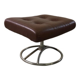Vintage 1960s Leather Recliner Stool For Sale