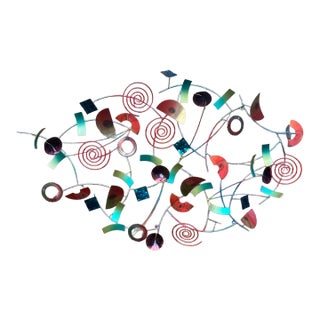 Metal Imagination Colorful Abstract Geometric Metal Wall Sculpture For Sale
