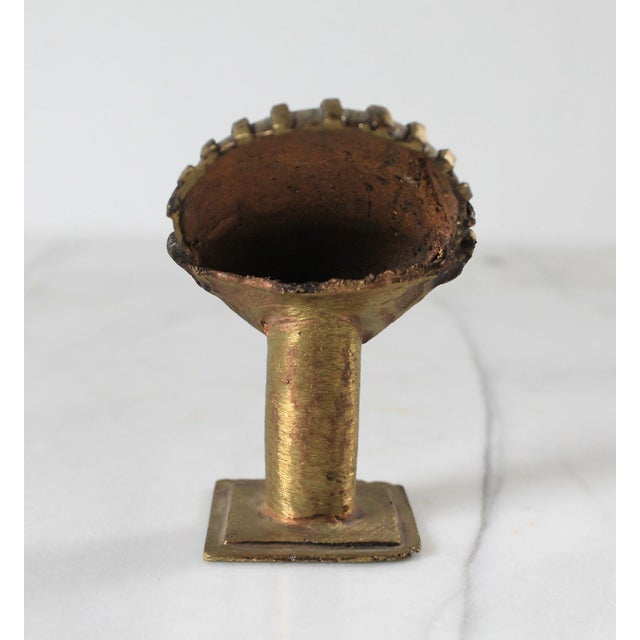 Mid 20th Century Vintage Ghanaian Brass Mask Head on Pedestal For Sale - Image 5 of 10