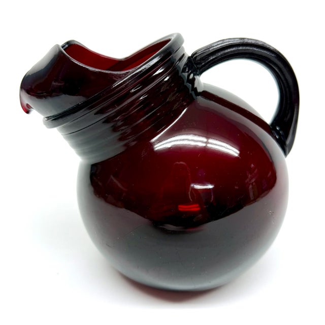 Vintage Glass Ruby Red Ice Tea Water Pitcher For Sale - Image 9 of 9