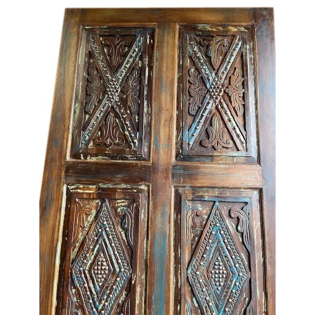 1920s Decorative Carved Wood Door, Statement Door With Brass Studs 84 For Sale - Image 5 of 6
