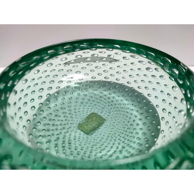 1960s Vintage Aquamarine Bullicante Murano Glass Ashtray, 1960s For Sale - Image 5 of 9