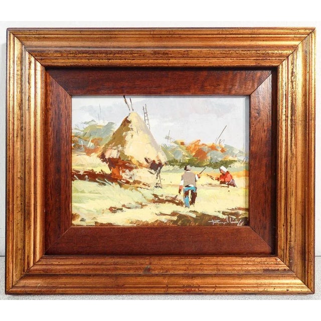 1950s Contadini, Peasants, Oil on Panel, Framed For Sale - Image 5 of 5