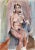 Seated against a background washed with muted hues of pink, green, anad blue, the nude woman rests her elbow as she is...