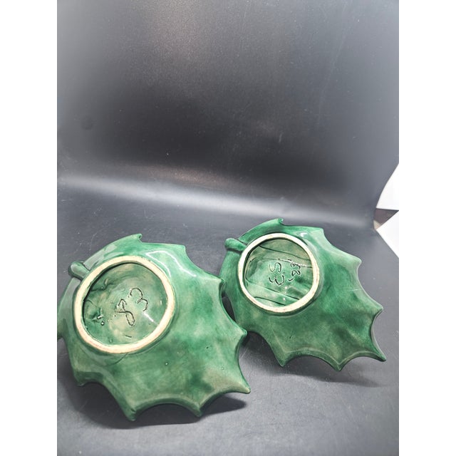 Pair Of Vintage Holly Leaf Christmas Candlestick Holders