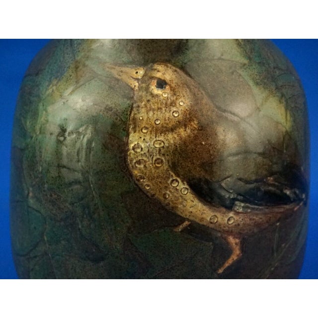 Futurist Majolica Ceramic Vase with Bas-Relief Bird by Bruno Baratti, Italy, 1920s For Sale - Image 14 of 18