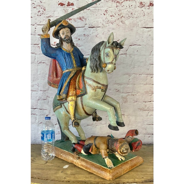 Spanish Polychrome Wood Figural Sculpture of Santiago Matamoros For Sale - Image 18 of 18