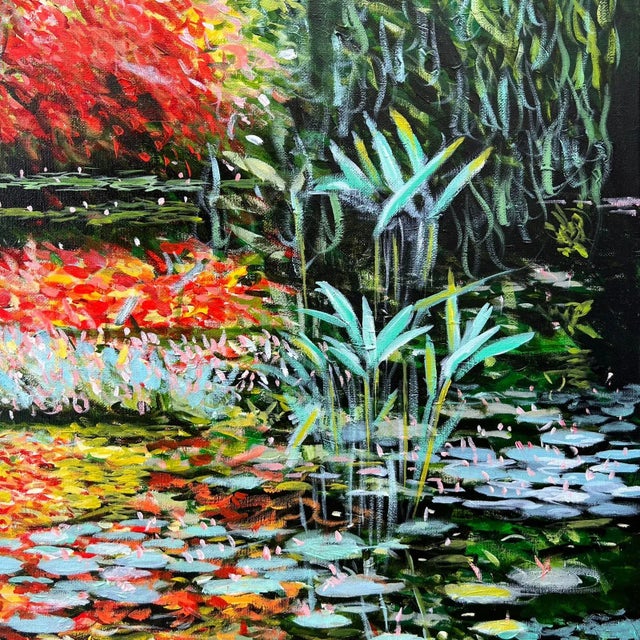 2020s "Autumn in Giverny" Framed Contemporary Expressionist Style Landscape Acrylic Painting For Sale - Image 5 of 12
