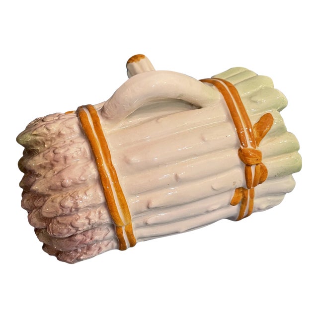 1976 Italian Majolica Asparagus Sauce Tureen For Sale