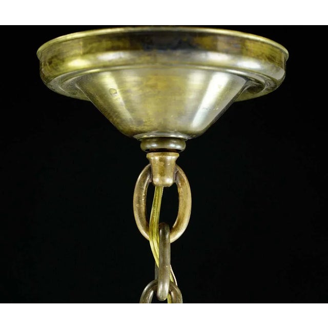 1940s Federal Bronze Clear Pebbled Glass Hanging Lantern For Sale - Image 10 of 11