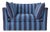 Sophie Conran Coco Loveseat - Coastal Blue & Navy Blue Stripes with Knife Edge Cushion For Sale