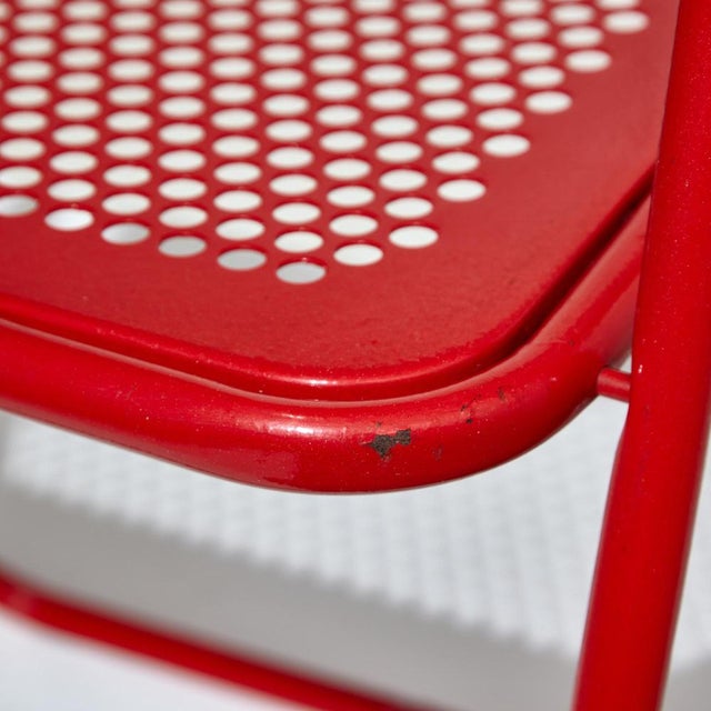 Red Metal Foldable Chair, 1980s For Sale - Image 8 of 16