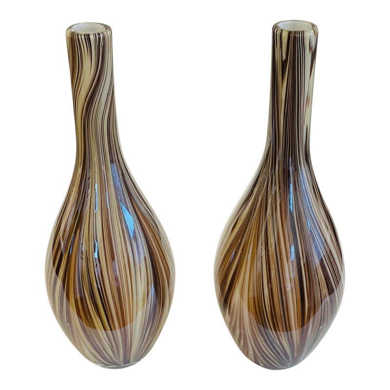 Pair of Murano Striped Vases