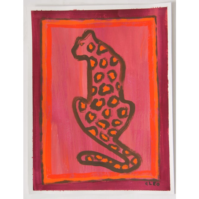 Contemporary Tiger Expressionism Abstract Shabby Chic Maroon Orange Sepia Original Painting by Cleo Plowden For Sale - Image 3 of 3