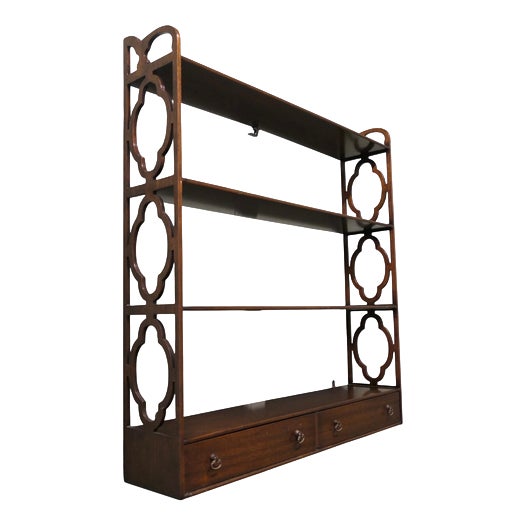 Georgian Style Wall Hanging Shelf with Drawers, 1960 For Sale