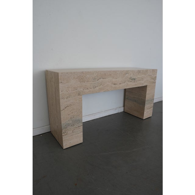 2020s Banana Republic Home Brooklyn Travertine Console For Sale - Image 5 of 14
