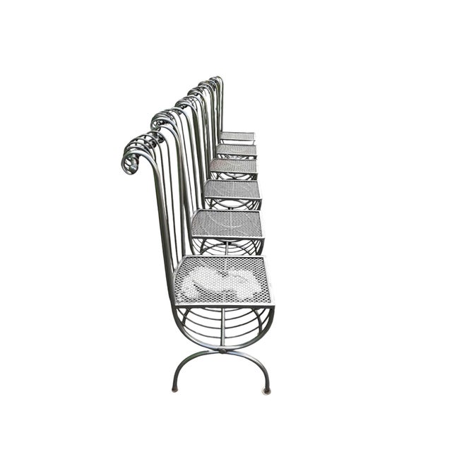Hollywood Regency Mid 20th Century S. Salvadori Attributed Italian Iron Dining Chairs - Set of 6 For Sale - Image 3 of 12