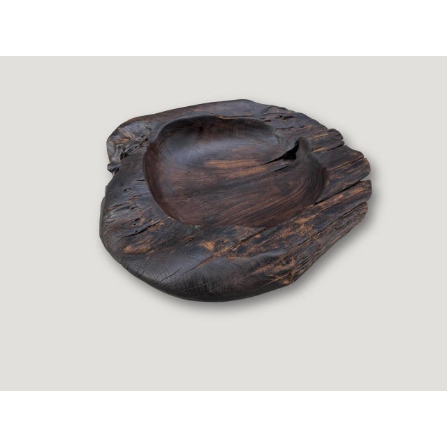2010s Andrianna Shamaris Over Sized Charred Sculptural Teak Wood Vessel For Sale - Image 5 of 5