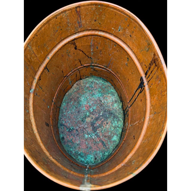 Antique Copper & Repoussé Brass Victorian-Style Wastepaper Basket / Decorative Waste Bin For Sale - Image 10 of 10