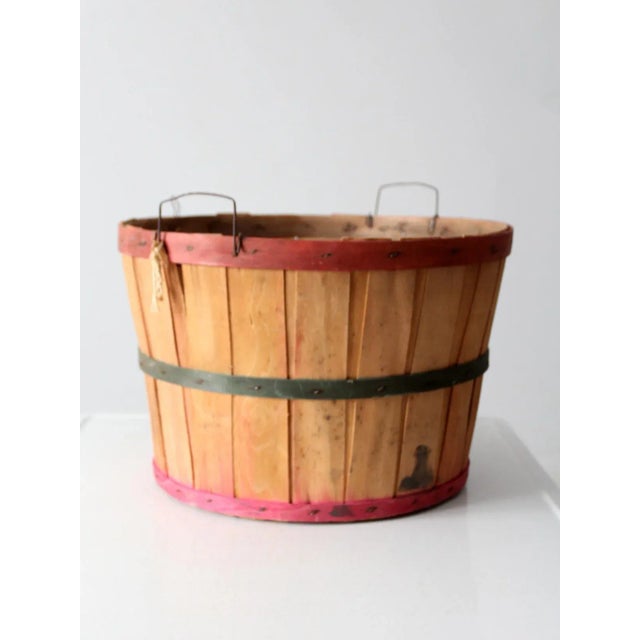 Vintage Wooden Orchard Basket For Sale - Image 4 of 8