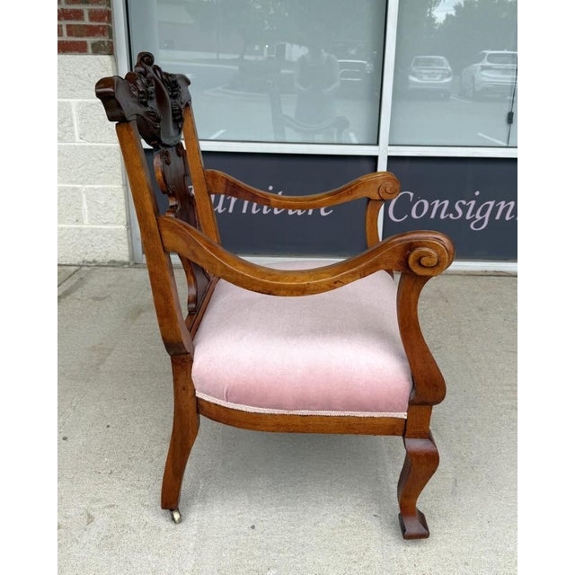 Pink Early 20th Century Victorian Pink Upholstered Chairs With Open Back For Sale - Image 8 of 10