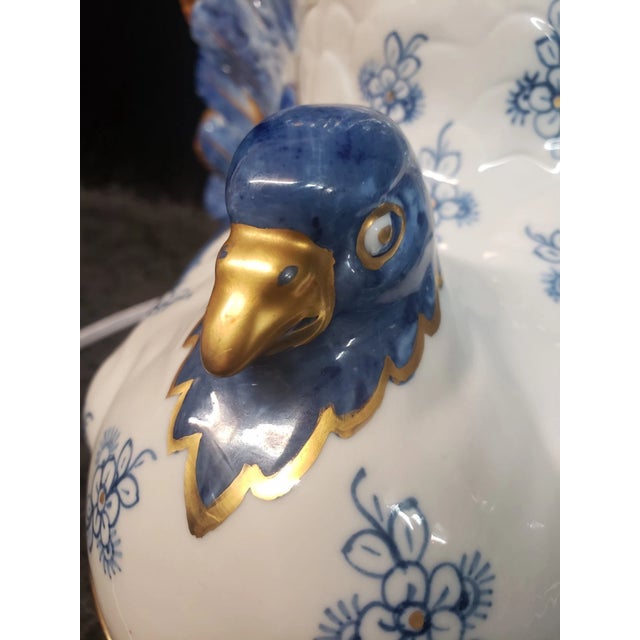 Ceramic Societa Porcellane Artistiche Firence Italy Porcelain Pigeon 23"Lamp (Read) For Sale - Image 7 of 18