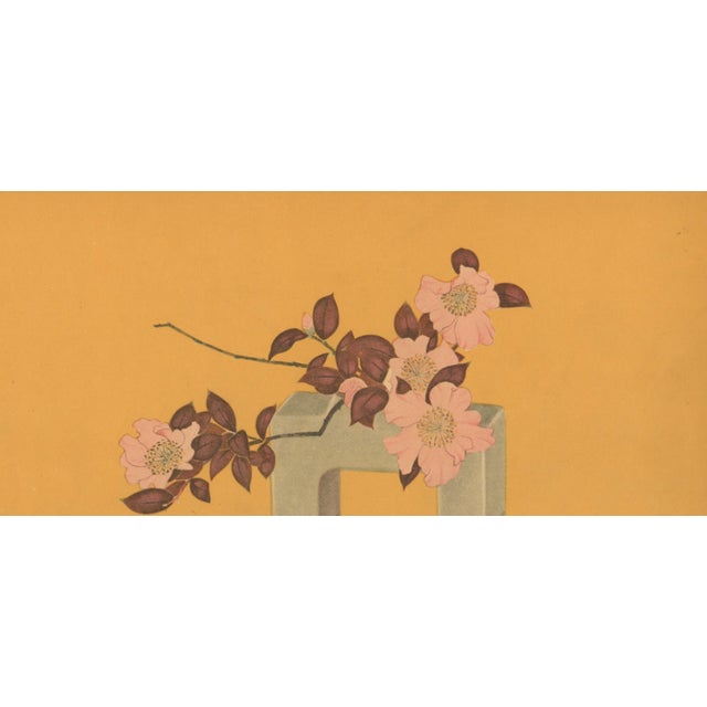 Mid-Century Modern 1956 Original Botanical Lithograph-Japanese Flower Arrangement Design, Matted For Sale - Image 3 of 5