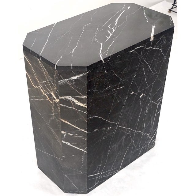 Italian Black Marble Base 35x71" Thick Glass Top Dining Conference Table For Sale - Image 6 of 14