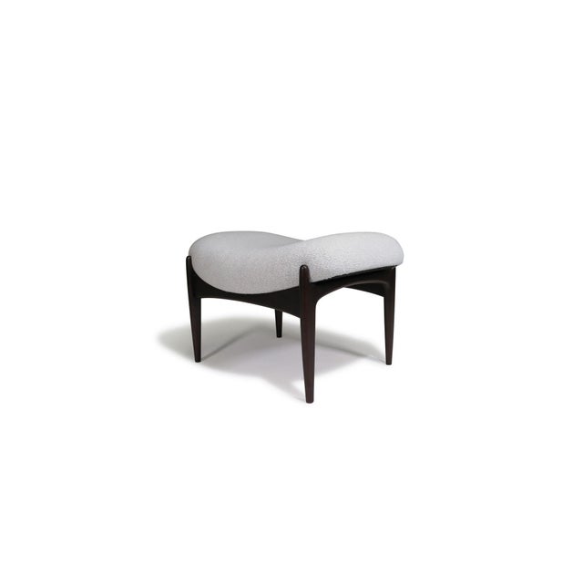 Wood Mid 20th Century Restored Ib Kofod Larsen Highback Lounge Chair and Ottoman in New Fabric For Sale - Image 7 of 14