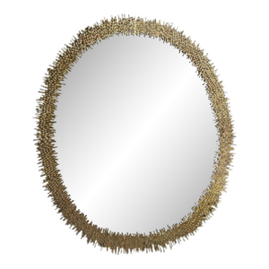 Hollywood Regency Style, Brutalist Modern, Round Wall Mirrors, Brass Star Motif