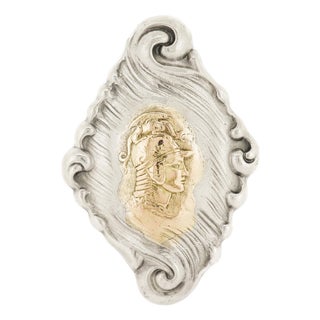 Vintage Silver & Gold Mixed Metals Shiebler Style Etruscan Revival Brooch For Sale