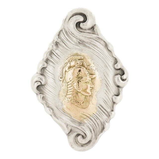 Vintage Silver & Gold Mixed Metals Shiebler Style Etruscan Revival Brooch For Sale