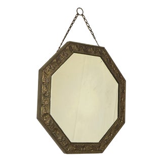 Hall Mirror with Brass Frame, 1920s For Sale