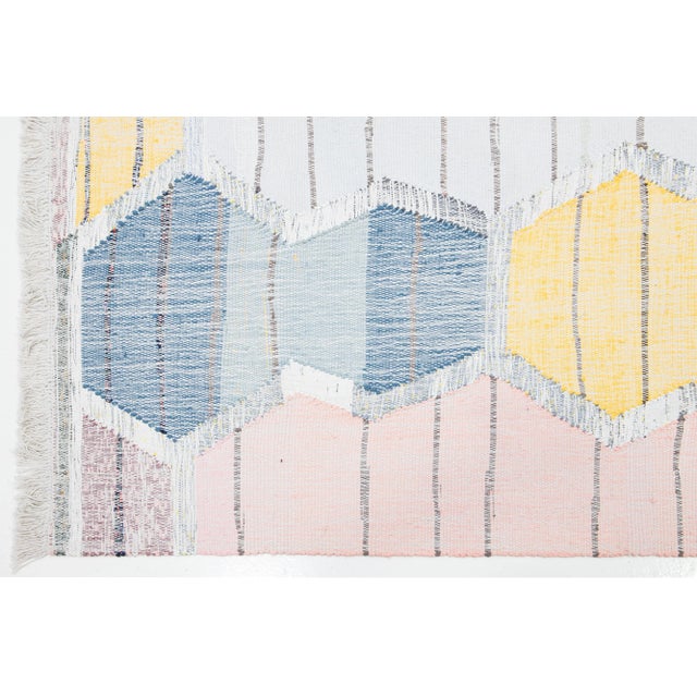 Textile Contemporary Multicolored Kilim Wool Rug With Geometric Design For Sale - Image 7 of 10