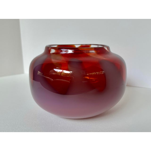 1980s 1980s Hand-Blown Ruby Ombre Glass Vase For Sale - Image 5 of 9