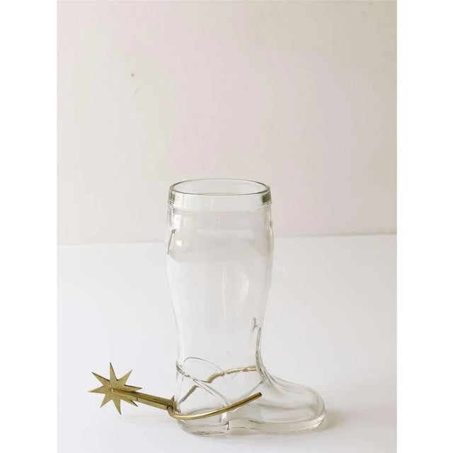 Austrian Boot Drinking Pitcher in Glass with Brass Spur by Carl Auböck, 1950s For Sale - Image 6 of 8