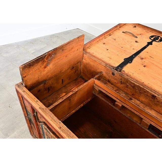 Swedish 18th Century Painted Chest-Trunk For Sale - Image 15 of 17