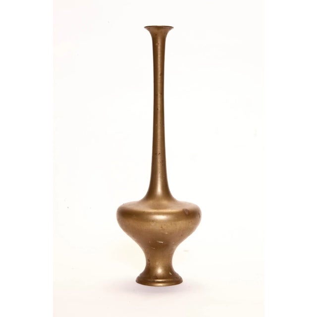 Tall Mid 20th Century Modern Brass Bud Vase For Sale In Los Angeles - Image 6 of 6