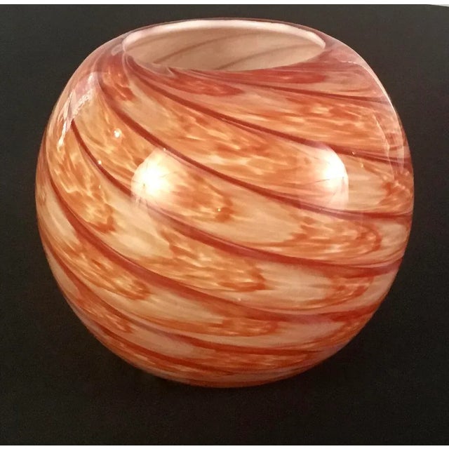 Red Orb Shaped Cased Glass Vase For Sale - Image 8 of 11
