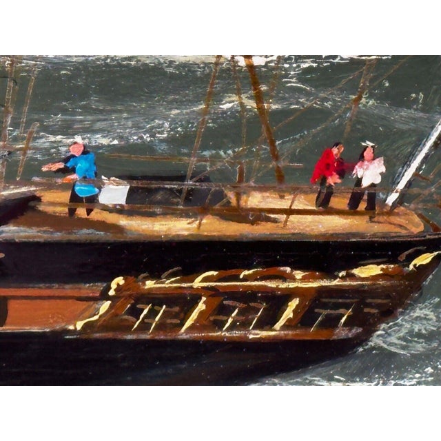 Nautical Ss Great Britain Steamship Large Gilt Framed Marine Oil on Panel Painting Signed Salvatore Colacicco For Sale - Image 11 of 18