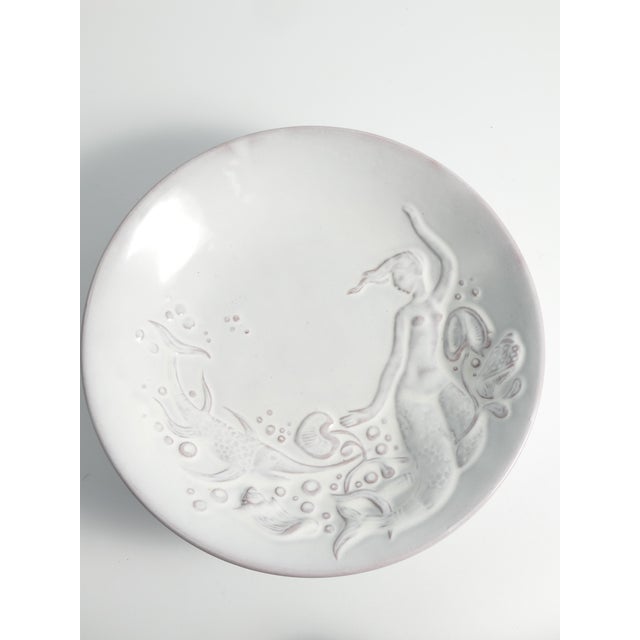 Ceramic Art Deco White Earthenware Mermaid Bowl by Mari Simmulson for Upsala-Ekeby, 1950s For Sale - Image 7 of 18