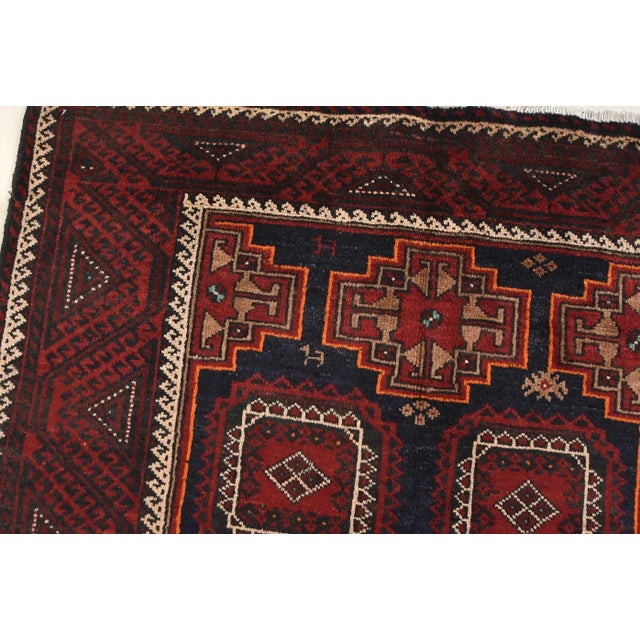 Baloch Rug 3'6'' X 6'7'' Blue Wool Vintage Tribal Hand-Knotted Oriental Carpet For Sale In Philadelphia - Image 6 of 12